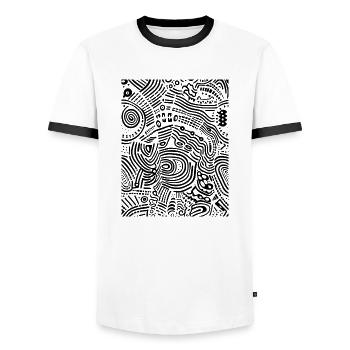 Graphic - Men's Ringer Shirt - white/black - Front - AI Model Female 172 light (172cm) & AI Model Male 178 dark (178cm)