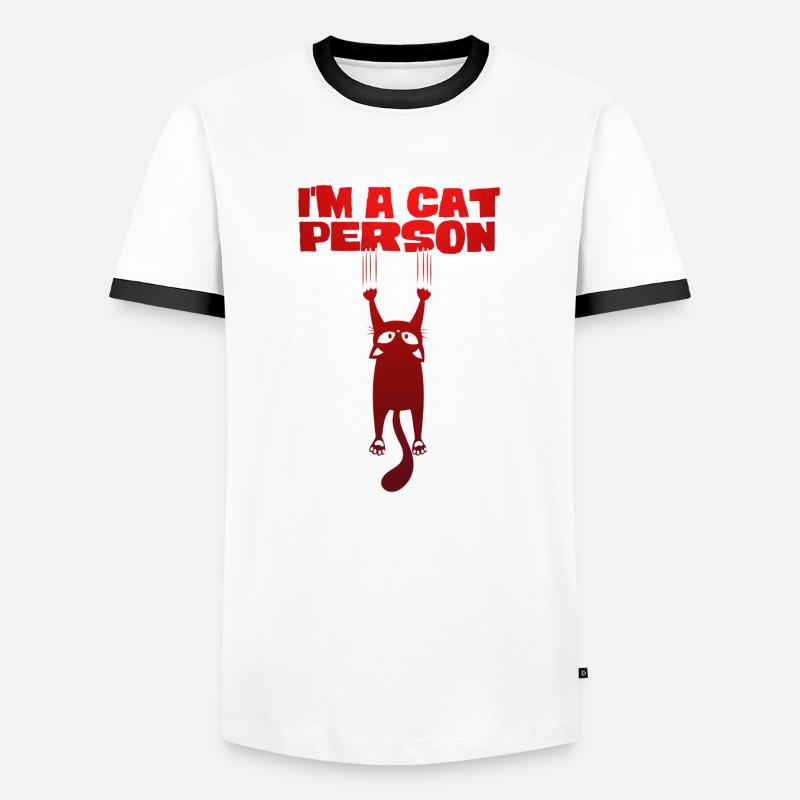 Ich bin ein Katzenmensch - Männer Kontrast-T-Shirt - Weiß/Schwarz