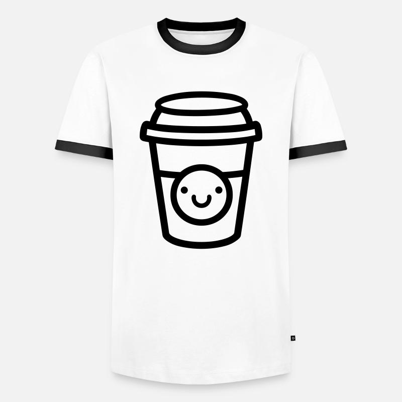Kaffeebecher - Männer Kontrast-T-Shirt - Weiß/Schwarz