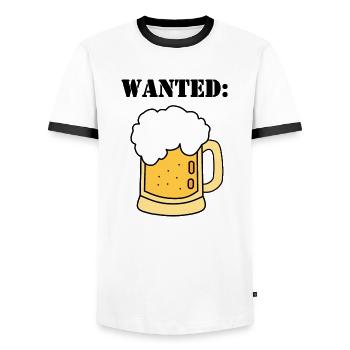 Bière recherchée - T-shirt contrasté Homme - blanc/noir - Devant - AI Model Female 172 light (172cm) & AI Model Male 178 dark (178cm)