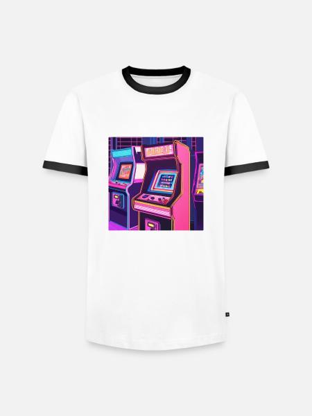 Knallige Arcade Maschine - Männer Kontrast-T-Shirt - Weiß/Schwarz