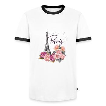 Paris - Men's Ringer Shirt - white/black - Front - AI Model Female 172 light (172cm) & AI Model Male 178 dark (178cm)