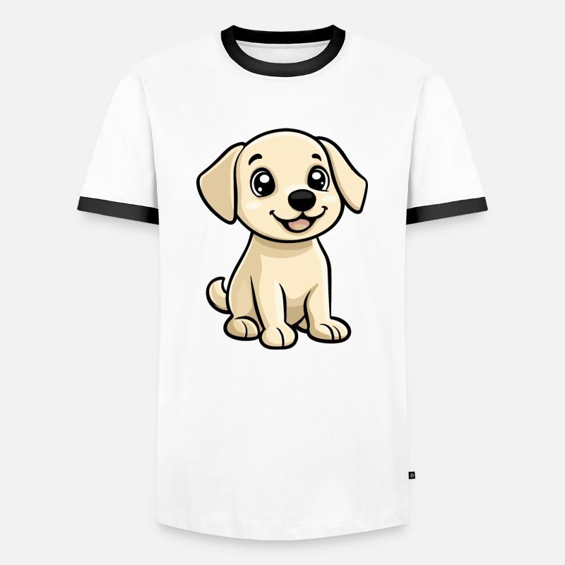 Labrador Hund Comic Niedlich - Männer Kontrast-T-Shirt - Weiß/Schwarz