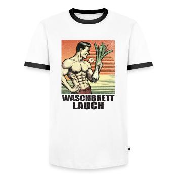 Waschbrett Lauch Fun - Männer Kontrast-T-Shirt - Weiß/Schwarz - Vorne - AI Model Female 172 light (172cm) & AI Model Male 178 dark (178cm)