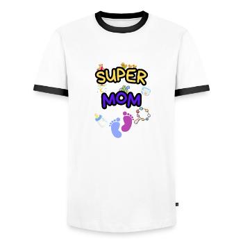 Super Mom - Liebevolle Mutter mit Baby Icons - Männer Kontrast-T-Shirt - Weiß/Schwarz - Vorne - AI Model Female 172 light (172cm) & AI Model Male 178 dark (178cm)