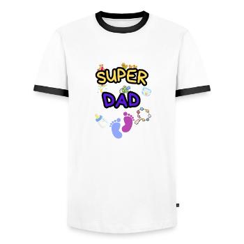 Super Dad - Stolzer Papa mit Baby Icons - Männer Kontrast-T-Shirt - Weiß/Schwarz - Vorne - AI Model Female 172 light (172cm) & AI Model Male 178 dark (178cm)