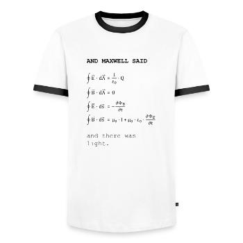 Maxwell-Gleichungen - Männer Kontrast-T-Shirt - Weiß/Schwarz - Vorne - AI Model Female 172 light (172cm) & AI Model Male 178 dark (178cm)