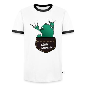 Monster 2 - Men's Ringer Shirt - white/black - Front - AI Model Female 172 light (172cm) & AI Model Male 178 dark (178cm)