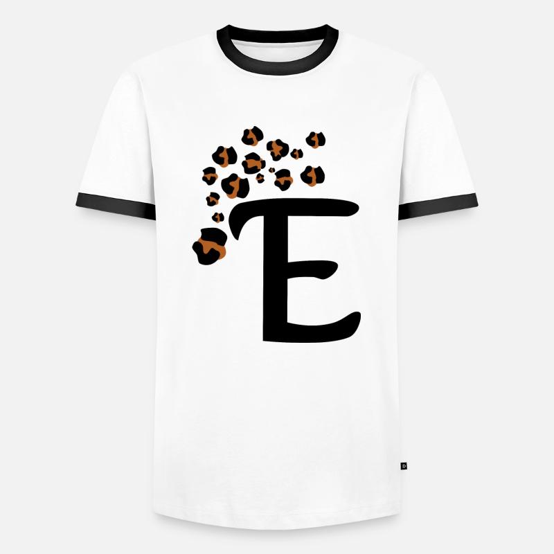 Letter e leopard patterns - Men's Ringer Shirt - white/black