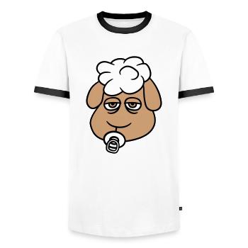 Sheep Baby Toddler Face Pacifier Child Head - Men's Ringer Shirt - white/black - Front - AI Model Female 172 light (172cm) & AI Model Male 178 dark (178cm)