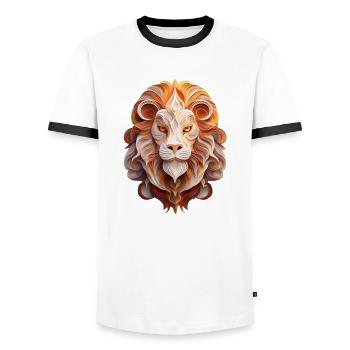 Sternzeichen Löwe - Männer Kontrast-T-Shirt - Weiß/Schwarz - Vorne - AI Model Female 172 light (172cm) & AI Model Male 178 dark (178cm)