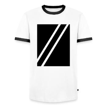 Streifen schwarz - Männer Kontrast-T-Shirt - Weiß/Schwarz - Vorne - AI Model Female 172 light (172cm) & AI Model Male 178 dark (178cm)