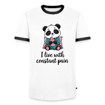 Panda mit ständigem Schmerz - Männer Kontrast-T-Shirt - Weiß/Schwarz - Vorne - AI Model Female 172 light (172cm) & AI Model Male 178 dark (178cm)