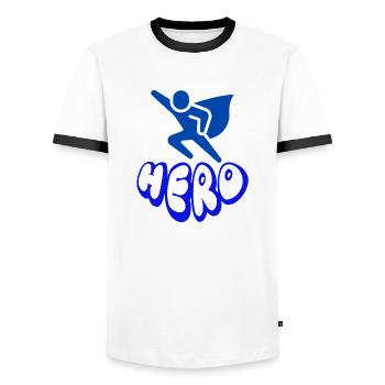 Héros - T-shirt contrasté Homme - blanc/noir - Devant - AI Model Female 172 light (172cm) & AI Model Male 178 dark (178cm)