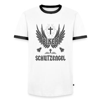Guardian Angel for Bikers - Men's Ringer Shirt - white/black - Front - AI Model Female 172 light (172cm) & AI Model Male 178 dark (178cm)