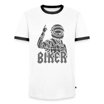 Biker - Men's Ringer Shirt - white/black - Front - AI Model Female 172 light (172cm) & AI Model Male 178 dark (178cm)