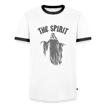THE SPIRIT - Men's Ringer Shirt - white/black - Front - AI Model Female 172 light (172cm) & AI Model Male 178 dark (178cm)