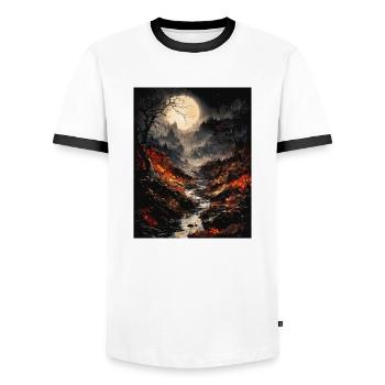 Magische Mondlandschaft - Männer Kontrast-T-Shirt - Weiß/Schwarz - Vorne - AI Model Female 172 light (172cm) & AI Model Male 178 dark (178cm)