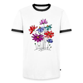 Blumen - Männer Kontrast-T-Shirt - Weiß/Schwarz - Vorne - AI Model Female 172 light (172cm) & AI Model Male 178 dark (178cm)