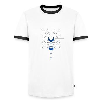 Peace symbol with moon - Men's Ringer Shirt - white/black - Front - AI Model Female 172 light (172cm) & AI Model Male 178 dark (178cm)