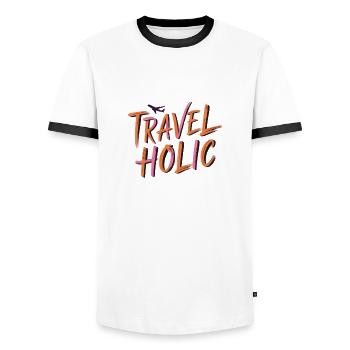 Travel Vacation Travel Gift - Men's Ringer Shirt - white/black - Front - AI Model Female 172 light (172cm) & AI Model Male 178 dark (178cm)