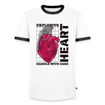 Exploding Heart - Men's Ringer Shirt - white/black - Front - AI Model Female 172 light (172cm) & AI Model Male 178 dark (178cm)