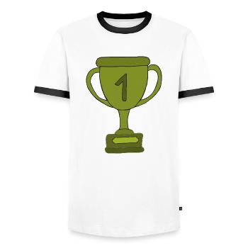 pokal gruen - Männer Kontrast-T-Shirt - Weiß/Schwarz - Vorne - AI Model Female 172 light (172cm) & AI Model Male 178 dark (178cm)