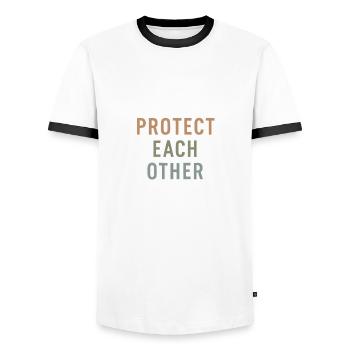 se protéger mutuellement Cadeau - T-shirt contrasté Homme - blanc/noir - Devant - AI Model Female 172 light (172cm) & AI Model Male 178 dark (178cm)