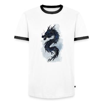 Cadeau de la mythologie de la Chine du dragon - T-shirt contrasté Homme - blanc/noir - Devant - AI Model Female 172 light (172cm) & AI Model Male 178 dark (178cm)