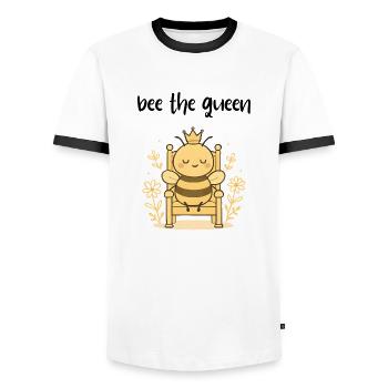 Bee Queen Sayings Gift - Men's Ringer Shirt - white/black - Front - AI Model Female 172 light (172cm) & AI Model Male 178 dark (178cm)