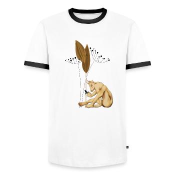 Centaure lié aux graines avec des gousses séchées - T-shirt contrasté Homme - blanc/noir - Devant - AI Model Female 172 light (172cm) & AI Model Male 178 dark (178cm)