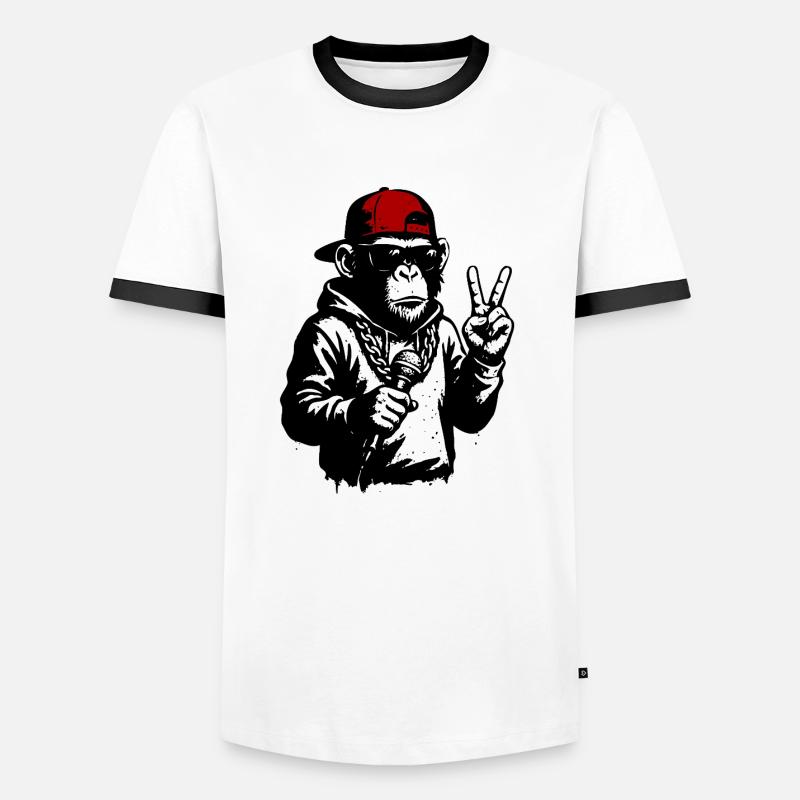 Cool Monkey - Men's Ringer Shirt - white/black