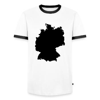Germany, outlined, shade, outline, Germany, - Men's Ringer Shirt - white/black - Front - AI Model Female 172 light (172cm) & AI Model Male 178 dark (178cm)