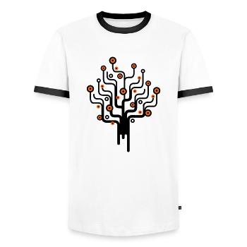 baum2_2f - Men's Ringer Shirt - white/black - Front - AI Model Female 172 light (172cm) & AI Model Male 178 dark (178cm)