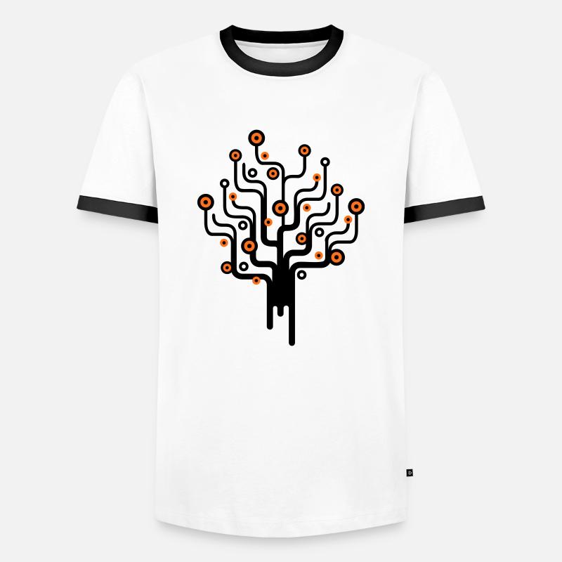 baum2_2f - Männer Kontrast-T-Shirt - Weiß/Schwarz