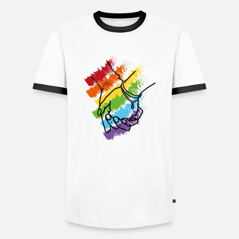 Haendchen halten Regenbogen 2 - Männer Kontrast-T-Shirt - Weiß/Schwarz