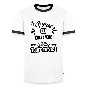 Le virus Char à voile cadeau - T-shirt contrasté Homme - blanc/noir - Devant - AI Model Female 172 light (172cm) & AI Model Male 178 dark (178cm)