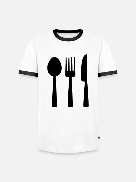 Couverts de table - T-shirt contrasté Homme - blanc/noir