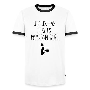 Cheerleader Cheerleading Dance Sport Twirling - Men's Ringer Shirt - white/black - Front - AI Model Female 172 light (172cm) & AI Model Male 178 dark (178cm)