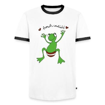 Frosch Verliebt - Männer Kontrast-T-Shirt - Weiß/Schwarz - Vorne - AI Model Female 172 light (172cm) & AI Model Male 178 dark (178cm)