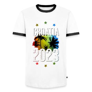 Croatie 2023 - T-shirt contrasté Homme - blanc/noir - Devant - AI Model Female 172 light (172cm) & AI Model Male 178 dark (178cm)