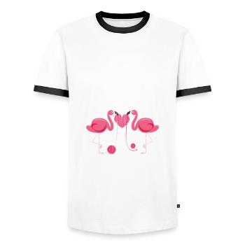Easily Distracted By Flamingos And Wool Flamingo - Männer Kontrast-T-Shirt - Weiß/Schwarz - Vorne - AI Model Female 172 light (172cm) & AI Model Male 178 dark (178cm)