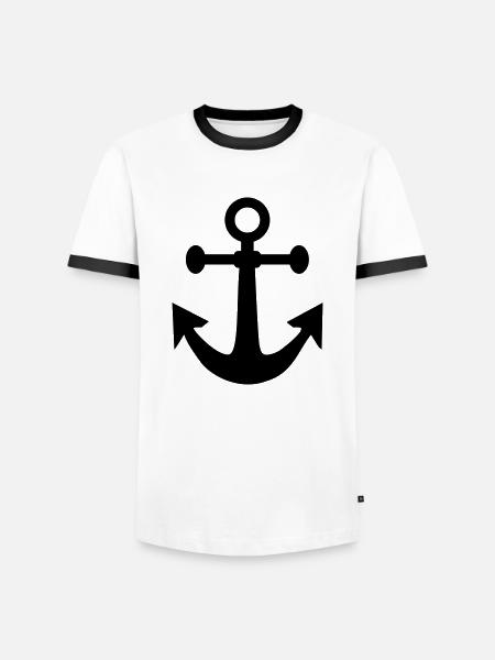 Anchor Ship Seafaring - Men's Ringer Shirt - white/black