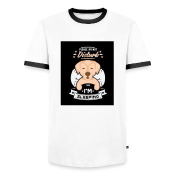 Official Do Nor Disturb Sleeping Shirt - Men's Ringer Shirt - white/black - Front - AI Model Female 172 light (172cm) & AI Model Male 178 dark (178cm)