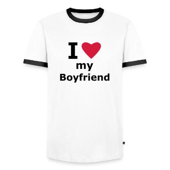I love my boyfriend - Männer Kontrast-T-Shirt - Weiß/Schwarz - Vorne - AI Model Female 172 light (172cm) & AI Model Male 178 dark (178cm)