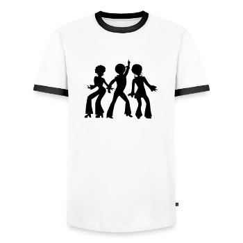 dancing_people - Men's Ringer Shirt - white/black - Front - AI Model Female 172 light (172cm) & AI Model Male 178 dark (178cm)