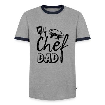Chef Dad - Men's Ringer Shirt - grey/navy  - Front - AI Model Female 172 light (172cm) & AI Model Male 178 light (178cm)