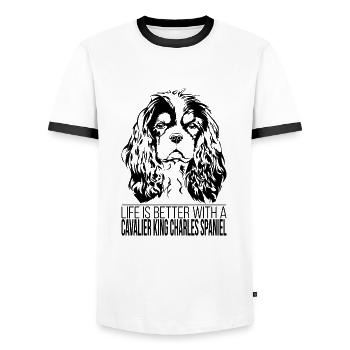 CAVALIER KING CHARLES SPANIEL life better Wilsigns - Männer Kontrast-T-Shirt - Weiß/Schwarz - Vorne - AI Model Female 172 light (172cm) & AI Model Male 178 dark (178cm)