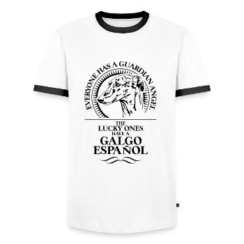 GALGO ESPANOL Ange Gardien Chien Dicton Wilsigns - T-shirt contrasté Homme - blanc/noir - Devant - AI Model Female 172 light (172cm) & AI Model Male 178 dark (178cm)