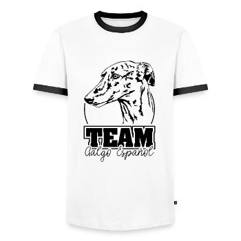 ÉQUIPE GALGO ESPANOL Chiens Lévriers Wilsigns - T-shirt contrasté Homme - blanc/noir - Devant - AI Model Female 172 light (172cm) & AI Model Male 178 dark (178cm)